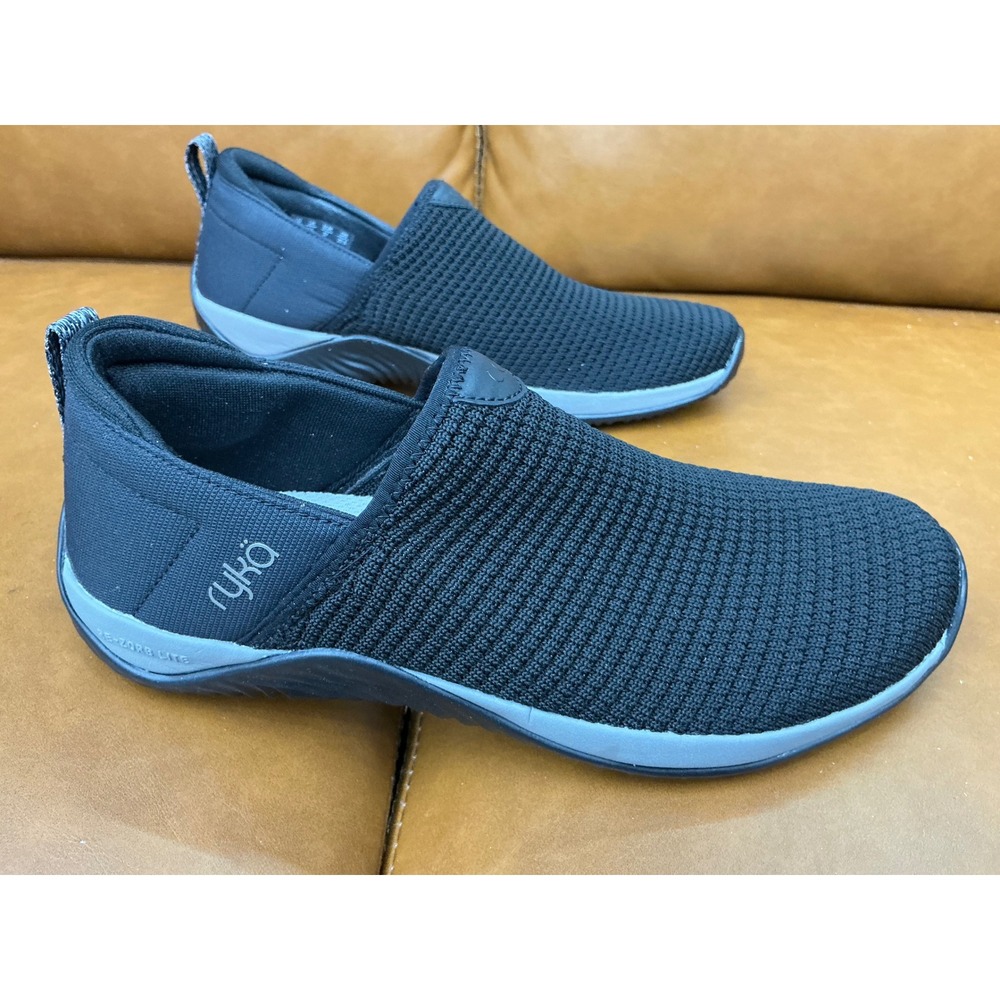 Ryka Echo Unwind Walking Shoes Womens 7 Black New Slip On Knit Sneakers